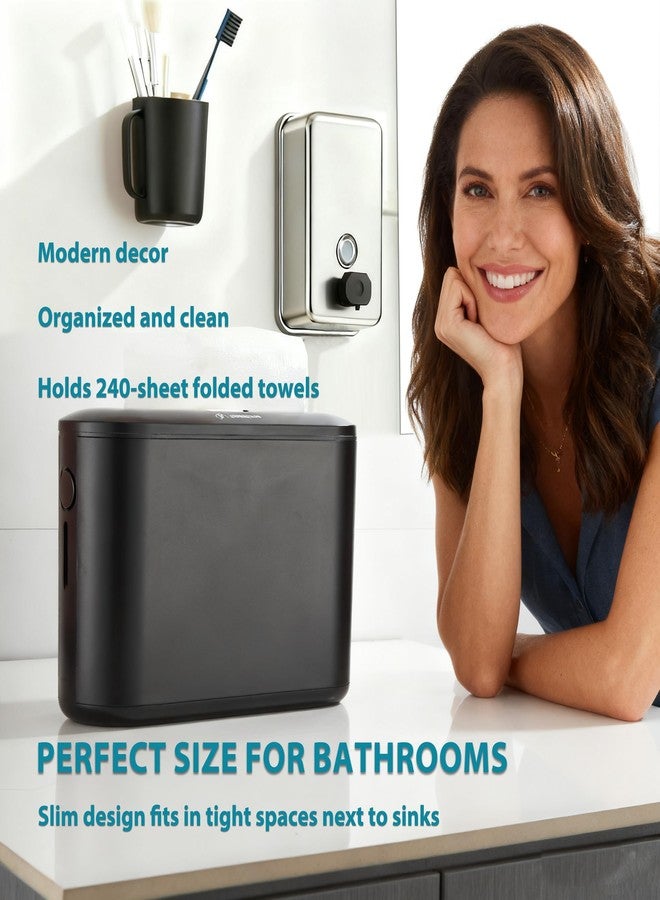 modunful Multifold Paper Towel Dispenser Countertop - Compact Folded Paper Towel Holder for Kitchen/Bathroom, Black Space-Saving Design, Compatible with Marathon Folded Paper Towel - Image 2
